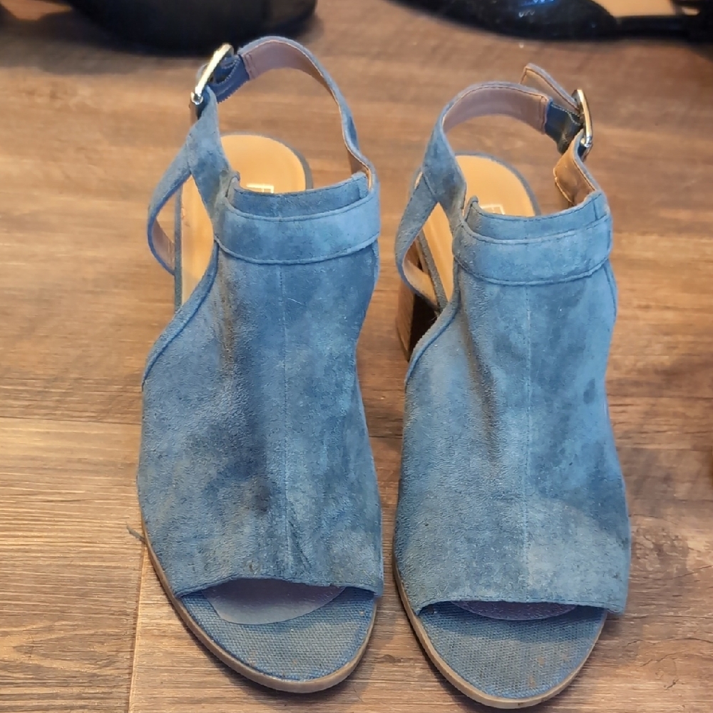 Franco Sarto Blue Suede Slingback Sandals